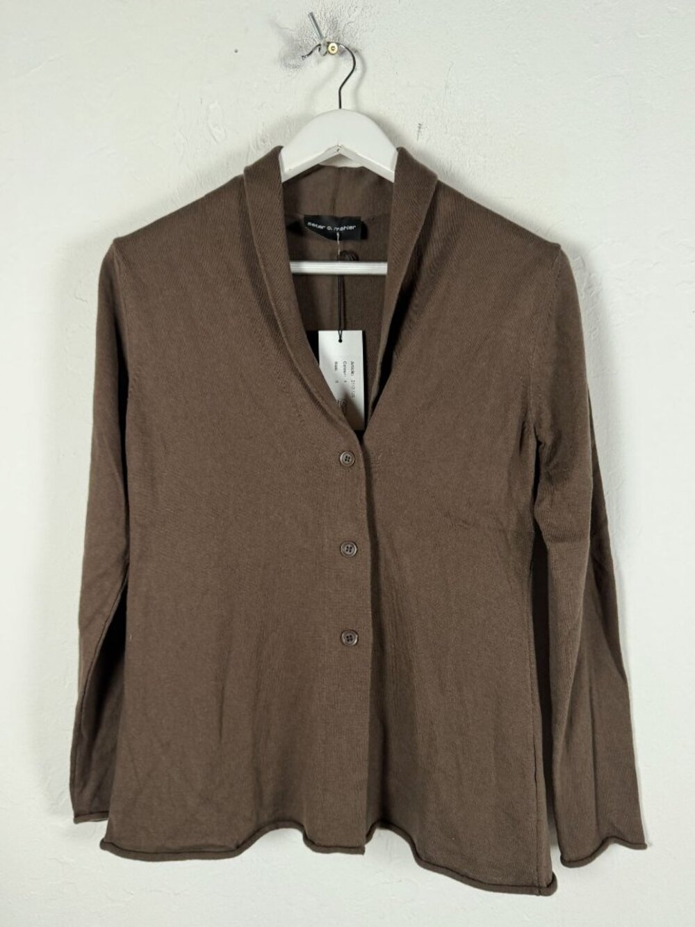 Peter O. Mahler Cardigan Womens Small Brown Cashmere Blend Button Front NWT $325